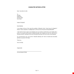 Character Witness Letter Template example document template 