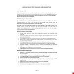 Mobile Device Test Engineer Job Description example document template