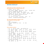 Moving Checklist template example document template