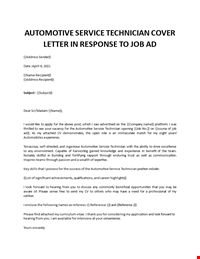 Automotive Service Technician Cover letter 