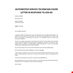 Automotive Service Technician Cover letter  example document template