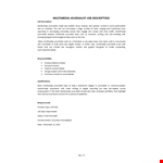 Multimedia Journalist Job Description example document template