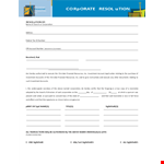 Corporate Resolution Form for Investment - Signatures | Corporation example document template