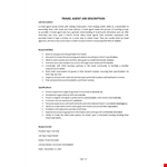 Travel Agent Job Description example document template