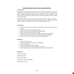 Retail Merchandiser Job Description example document template