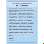 Retirement Announcement Template - Practice & Stuart example document template