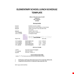 Elementary School Lunch Schedule example document template 