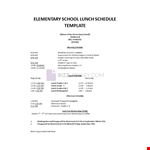 elementary school lunch schedule example document template 