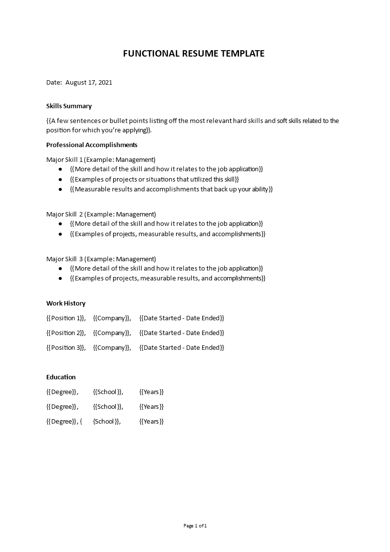 functional resume format example