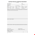Daily construction report template example document template