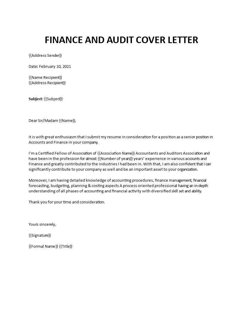 audit professional cover letter