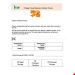 Food Service Order example document template