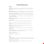 Packing List Template - Quick & Waterproof Jacket Included example document template