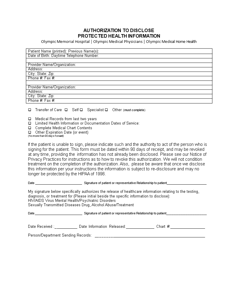 Medical Release Form Safely And Easily Obtain Patient Information And medical-release-form-safely-and-easily-obtain-patient-information-and