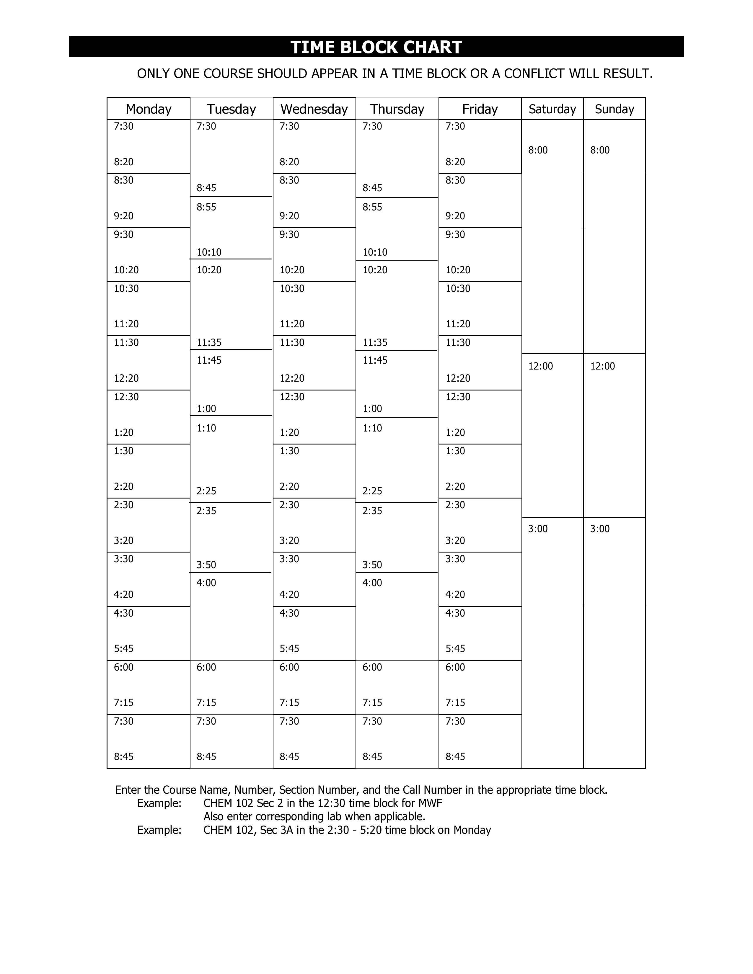 Time schedule