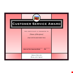 Customer Service Award - Recognizing Excellence in Customer Service example document template 