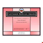 Customer Service Award - Recognizing Excellence in Customer Service example document template