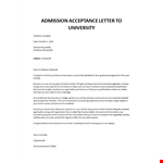 Admission Acceptance Letter Sample for University example document template 