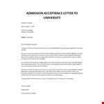 Admission Acceptance Letter Sample for University example document template