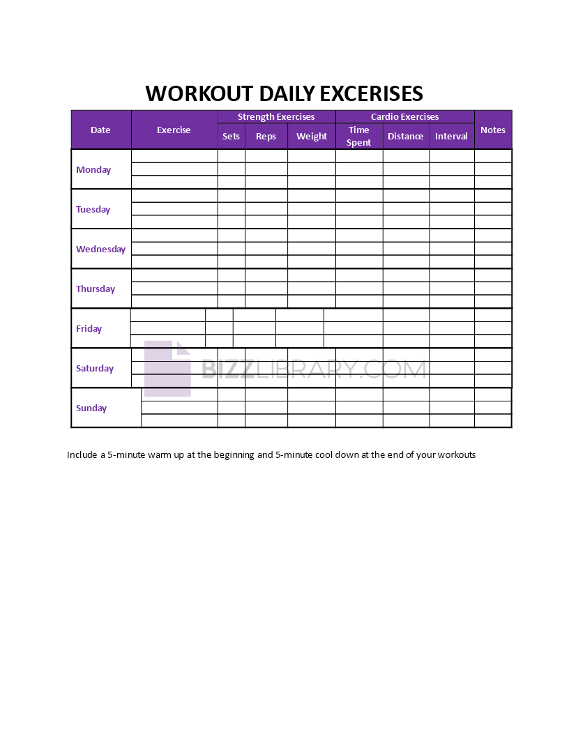 workout daily exercise