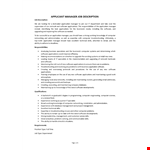 Applicant Manager Job Description example document template