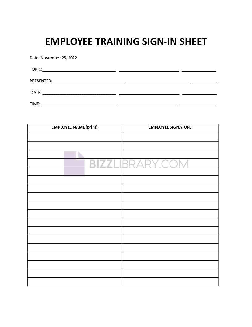 employee training sign-in sheet Main Image employee training sign-in sheet template