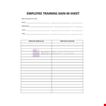 Employee Training Sign-In Sheet example document template