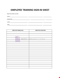 Employee Training Sign-In Sheet