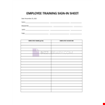 Employee Training Sign-In Sheet example document template 