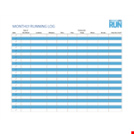 Monthly Running Log Template - Track Your Runs and Pedometer Stats example document template