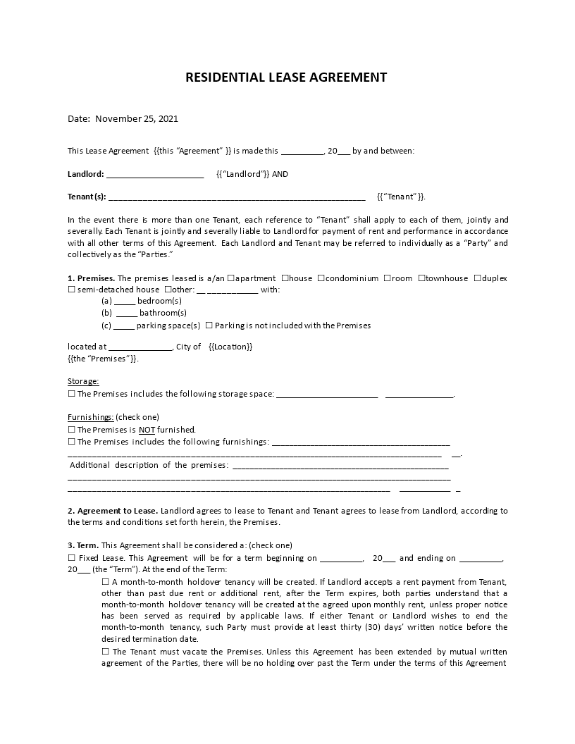 blank lease agreement