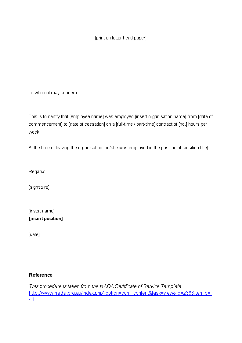 certificate-of-service-position-insert-free-template