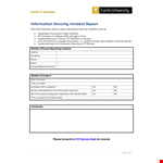 IT Security Incident Report | Manage Information Security Incidents & Records example document template