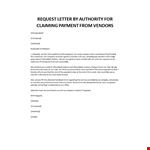 Request or warning letter for claiming payment from vendors example document template