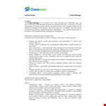 Product Manager Job Description - Drive Success of Assigned Products Through Strategic Marketing example document template