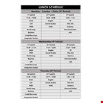 Sample Lunch Schedule for Period Studies example document template 