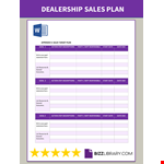 Dealer Sales Plan example document template