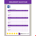 Dealer Sales Plan example document template 