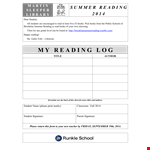 Summer Reading Log Template for Students | Track Your Books and Reading Progress example document template