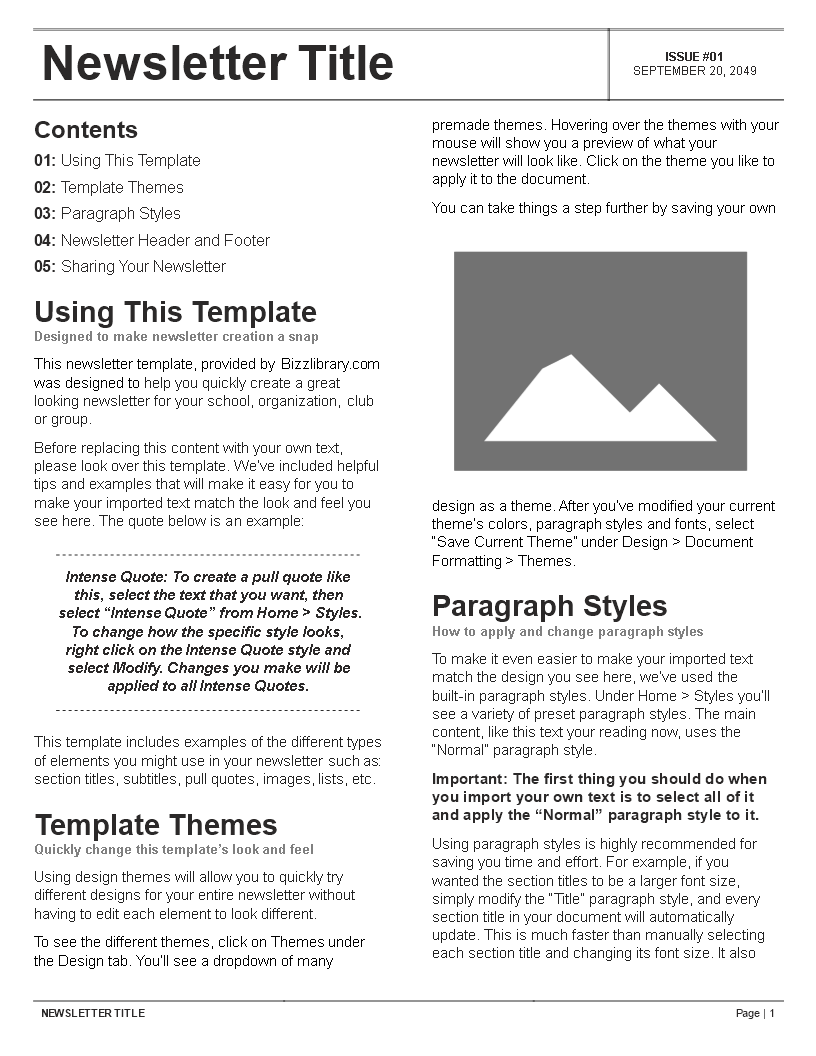 free newsletter templates