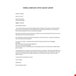 Complaint Letter Against A Lawyer example document template 