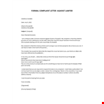 Complaint Letter Against A Lawyer example document template
