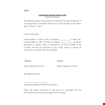 Create a Corporate Resolution Form with ease | Board & Director Signature example document template