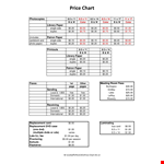 Price Chart Format - Print on Paper | Single-Sided & Duplex Options example document template