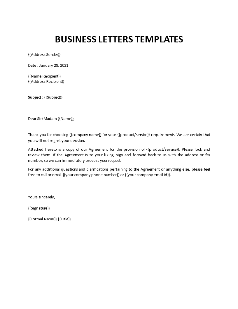 business letters templates template