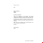 Sample Job Applicant Rejection Letter: Addressing Applicant, Thank You example document template