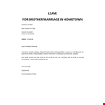 Leave application for brother marriage example document template