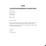 Leave application for brother marriage example document template 