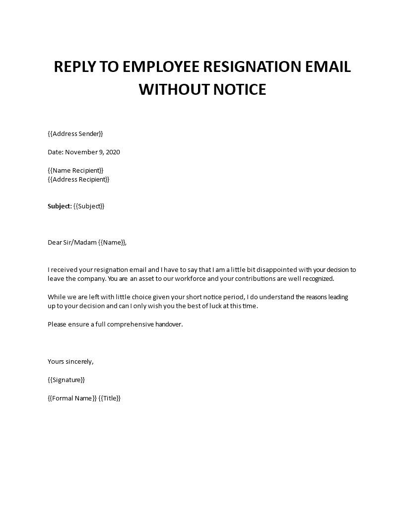 Quitting Without Notice Response