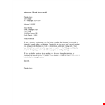 Post-Interview Thank You Email Template | College Interview - Claudia McRae example document template